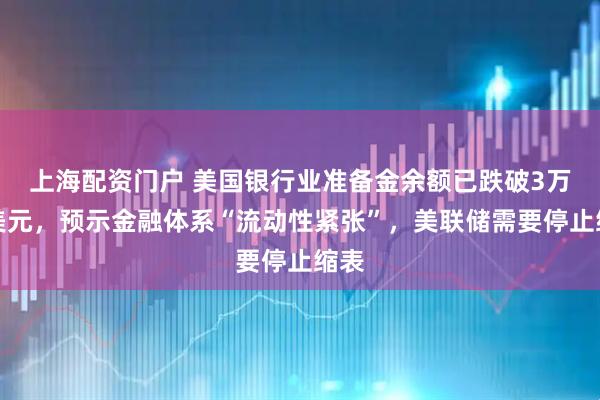 上海配资门户 美国银行业准备金余额已跌破3万亿美元,预示金融体系“流动性紧张”,美联储需要停止缩表